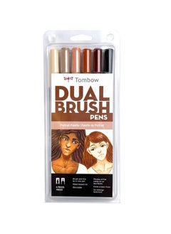 Tombow Tombow 56236 Dual Brush Pen Art Markers, Portrait, 6-Pack. Blendable, Brush and Fine Tip Markers  - Image 1