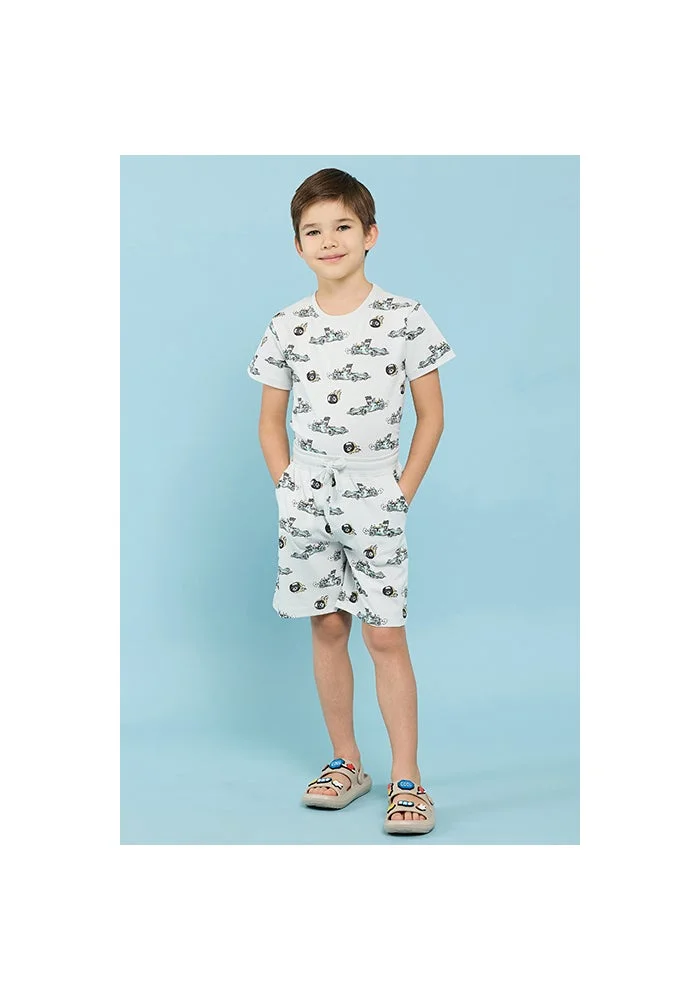 R&b 2 Pack Printed  T-Shirt & 1 Shorts Set