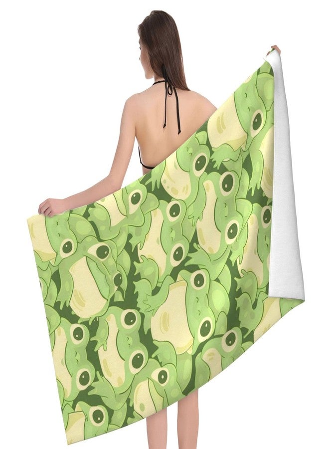 VODRM Cute Frog Beach Towel,32x52in Microfiber Quick Dry Adorable Cartoon Animal Green Bath Towels,Soft Lightweight Oversized Sand Free,for Travel Pool Swimming Gym Decor,Gifts - Image 3