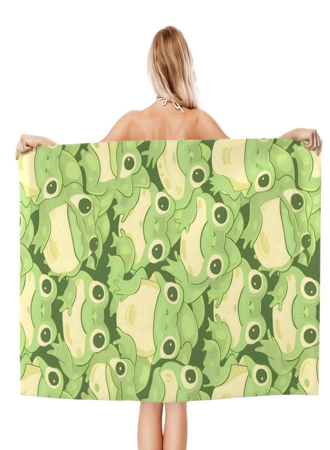 VODRM Cute Frog Beach Towel,32x52in Microfiber Quick Dry Adorable Cartoon Animal Green Bath Towels,Soft Lightweight Oversized Sand Free,for Travel Pool Swimming Gym Decor,Gifts - Image 2