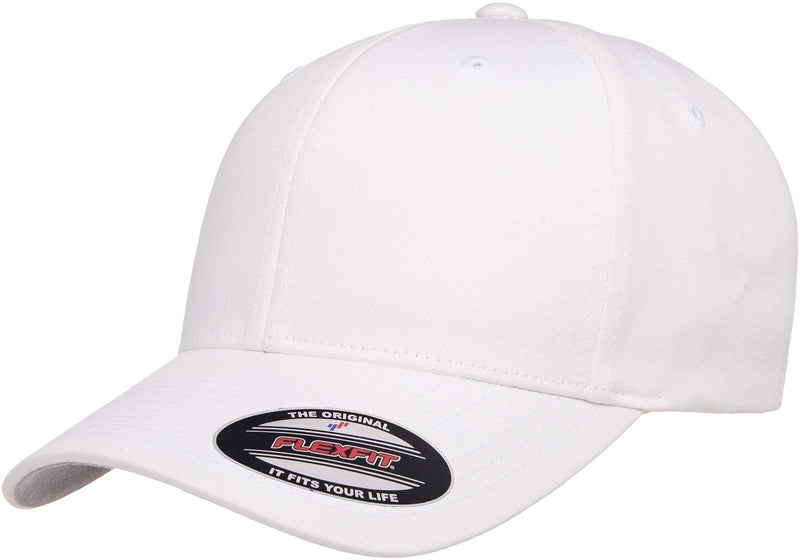 Flexfit Unisex Cotton Twill Fitted Baseball Cap, White, Large-X-Large - Image 1