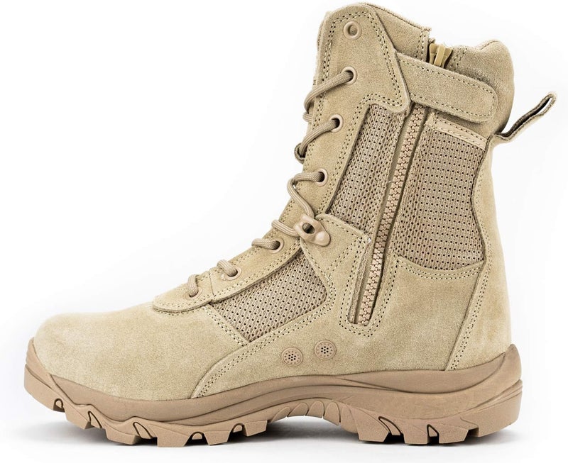 RYNO GEAR CoolMax Tactical Combat Work Utility Men's Military Boots - 8" Beige - Image 3