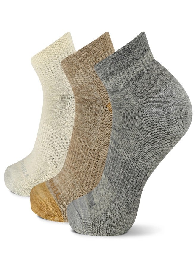 Merrell Unisex Trekker Outdoor Quarter Sock 3 Pair Pack, Tan Assorted, S/M - Image 1