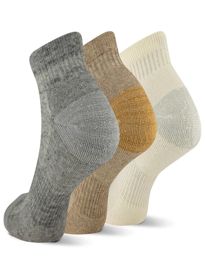 Merrell Unisex Trekker Outdoor Quarter Sock 3 Pair Pack, Tan Assorted, S/M - Image 2