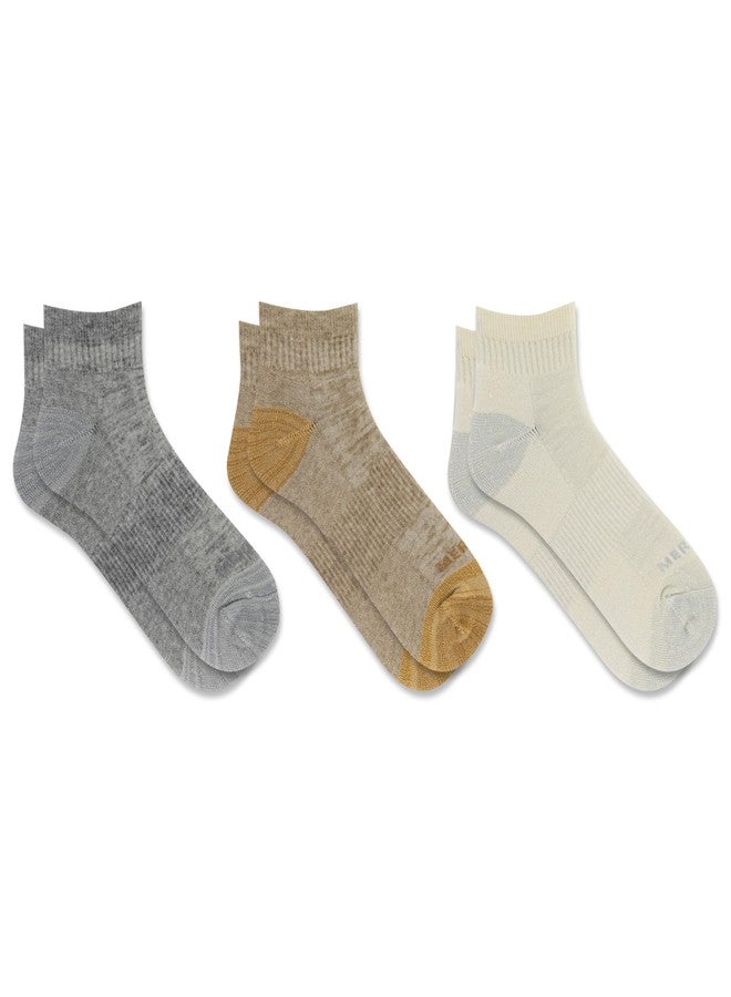 Merrell Unisex Trekker Outdoor Quarter Sock 3 Pair Pack, Tan Assorted, S/M - Image 3