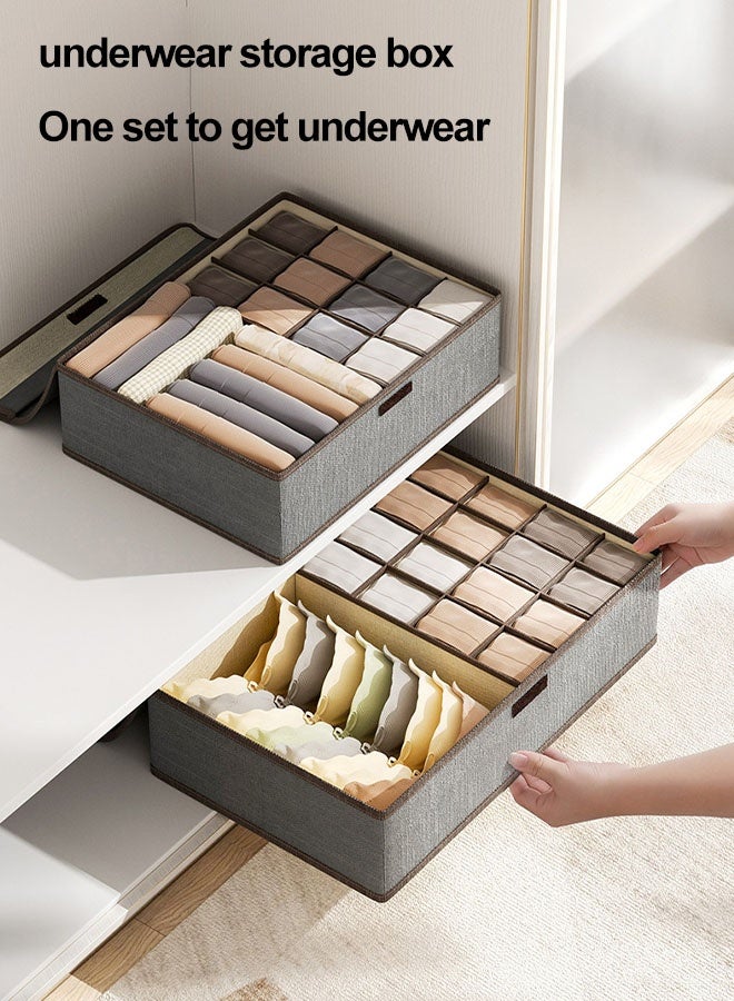 Underwear Drawer Organizer Wardrobe Organiser with Lid Foldable 13 Cell Dustproof Closet Organizer Divider Cabinet Organizer Bedroom Closet Drawer Underwear Storage Boxes for Clothing Underwear Bras Socks(S,13Cell) - Image 3