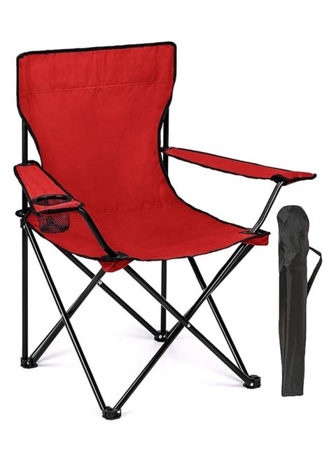 Trongle folding camping chair, compact ultralight folding chair with cup holder, weather resistant splash-resistant, 52x52x87cm portable size for outdoor, fishing, festival, beach and camping, red
