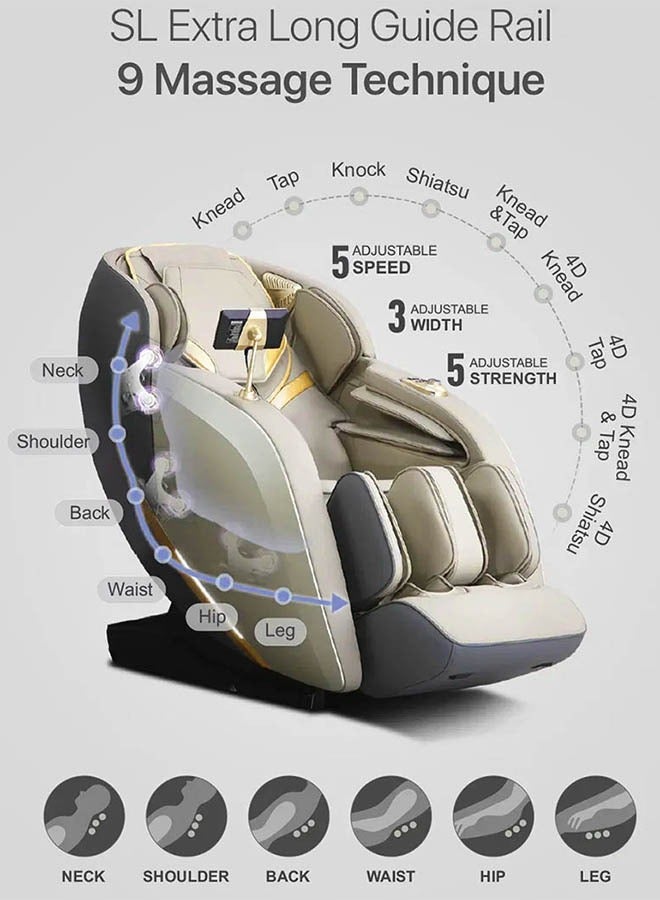 Nourest Nova 4D Massage Chair 3 Zero Gravity Position 15 Automatic Massage Programs Heating Therapy on waist & leg, Bluetooth Speakers, Voice Control- Black  - Image 4