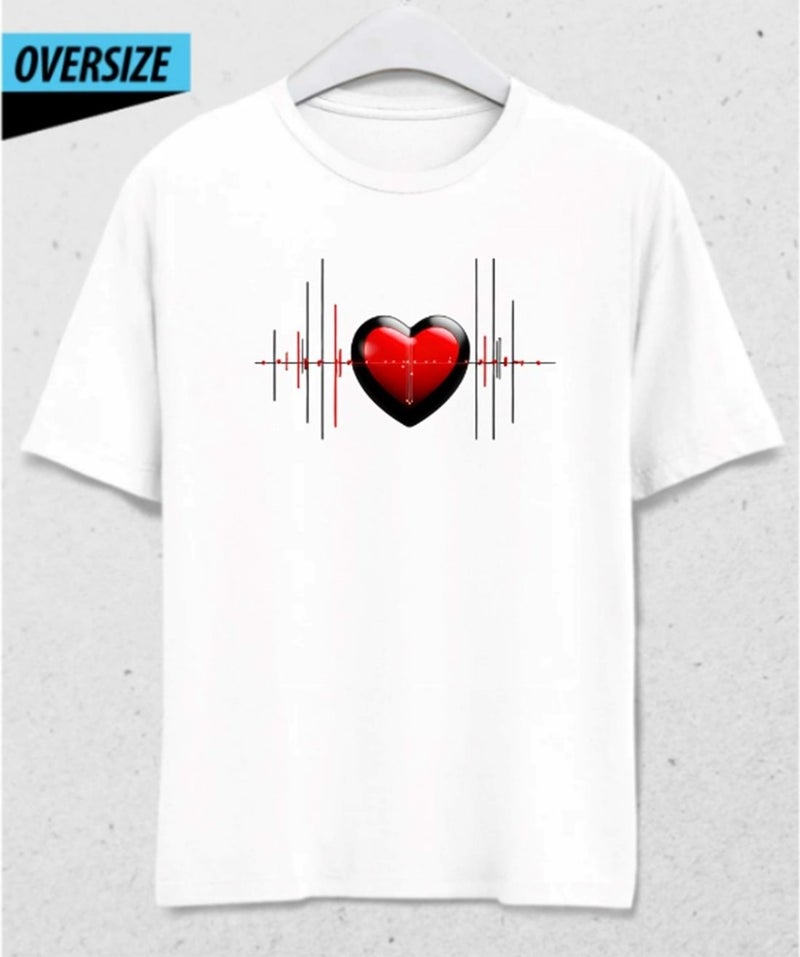 Hena Cyberheart – Rhythm of Digital Love Oversize T-Shirt White  - Image 1