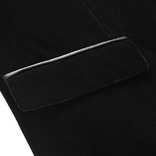KUDORO Mens Velvet Blazer Slim Fit Suit Jacket for Men Peaked Lapel One Button Tuxedo Blazer Wedding Prom Dinner Black - Image 5