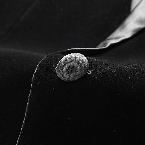 KUDORO Mens Velvet Blazer Slim Fit Suit Jacket for Men Peaked Lapel One Button Tuxedo Blazer Wedding Prom Dinner Black - Image 4