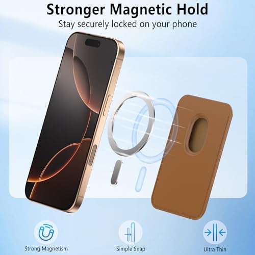 Meliya Magnetic Wallet Card Holder (MagFit) Designed for MagSafe for iPhone 16 Plus Pro Max, iPhone 15, iPhone 14, iPhone 13, iPhone 12 Models, Unisex Adult Leather Magnetic Card Wallet Holder (Brown) - Image 2