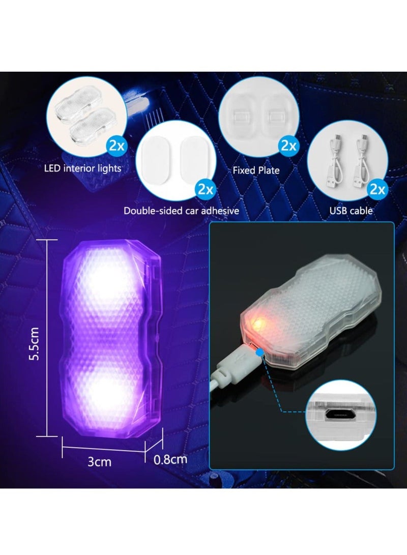 Loquat Interior Car Lights, 2 Pack Car Atmosphere Lights, Rechargeable LED Touch Lights, 7 Colors - 3 Lighting Effects, Unlimited DIY Color Car Decorative Lights for Car, Home, Party - Image 2