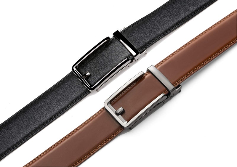CHAOREN Click Belts for Men 2 Pack - Mens Ratchet Leather Belt 1 3/8" for Dress and Casual - Micro Adjustable Belt Fit - Image 4