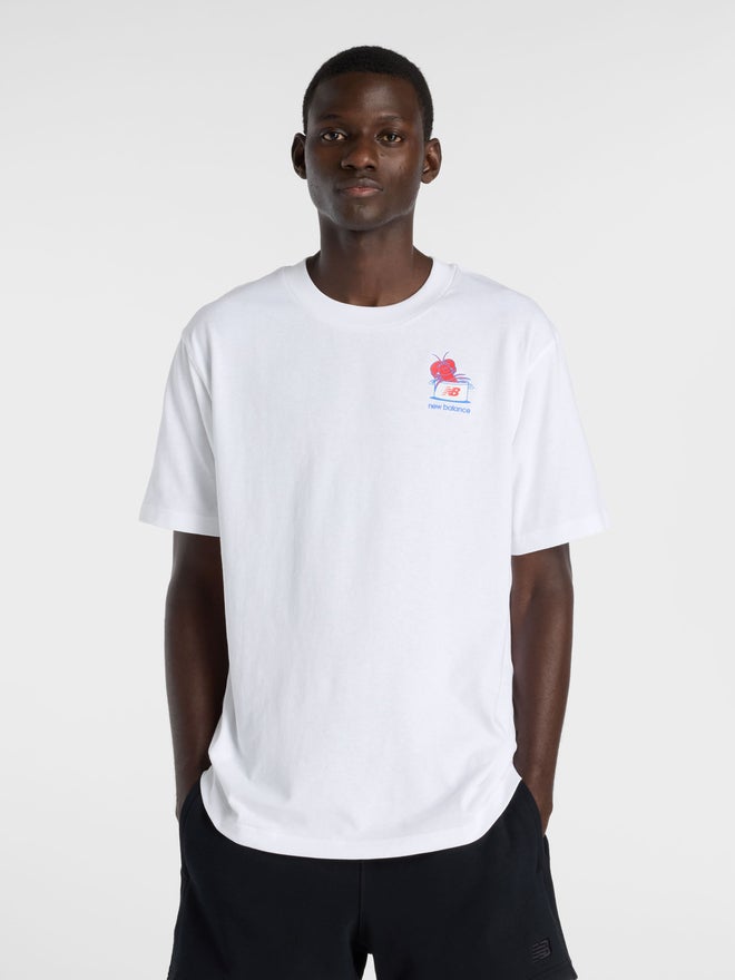New Balance White Graphic Print Cotton T-Shirt - Image 1