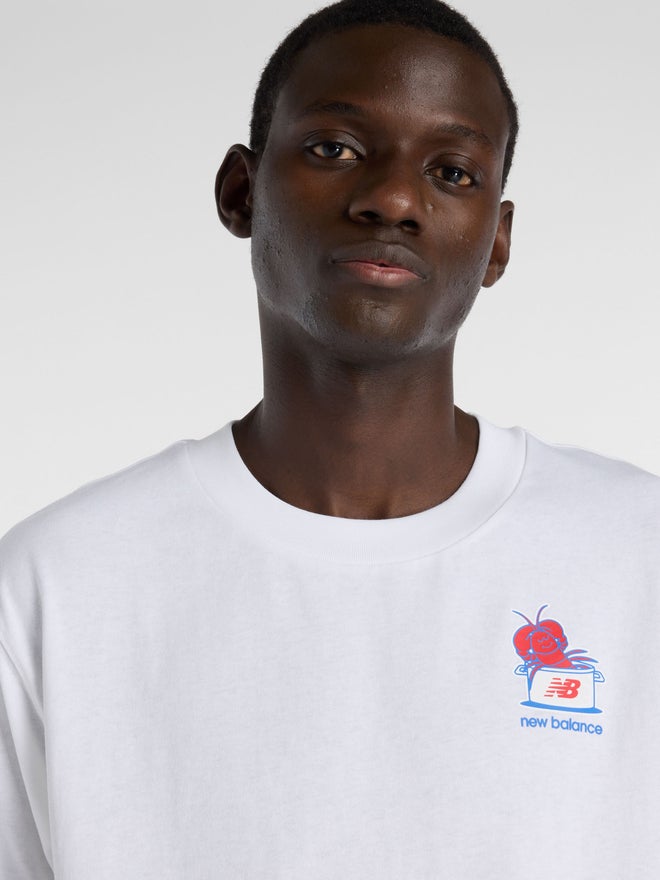 New Balance White Graphic Print Cotton T-Shirt - Image 4