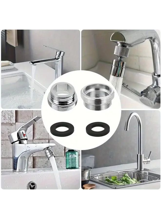 2pcs M22 Male To Female Faucet Adapters With Washers For Kitchen Bathroom Sink - Image 1