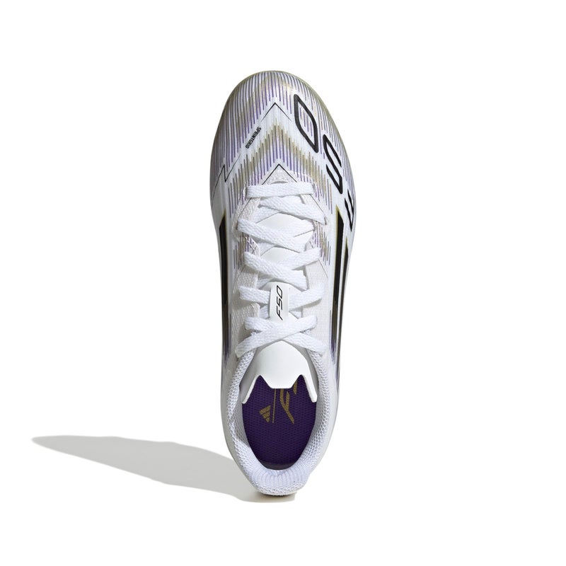 Adidas Unisex-Kids F50 League Firm Ground/Multi Ground, White/Black/Gold Metallic, 1 - Image 2