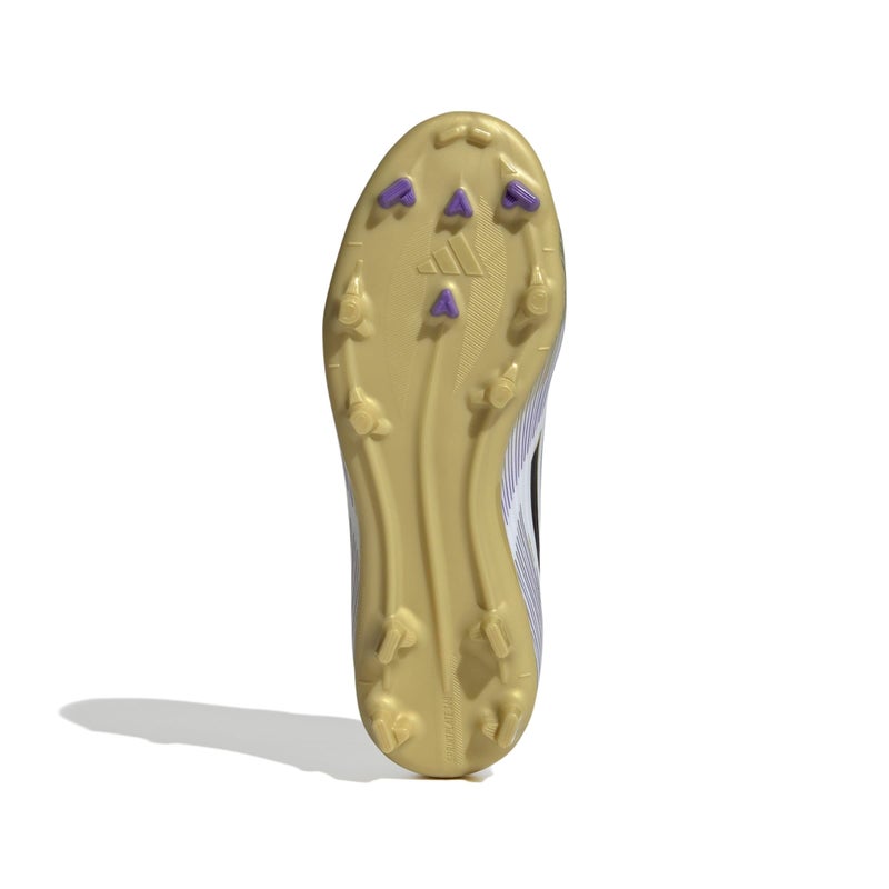 Adidas Unisex-Kids F50 League Firm Ground/Multi Ground, White/Black/Gold Metallic, 1 - Image 3