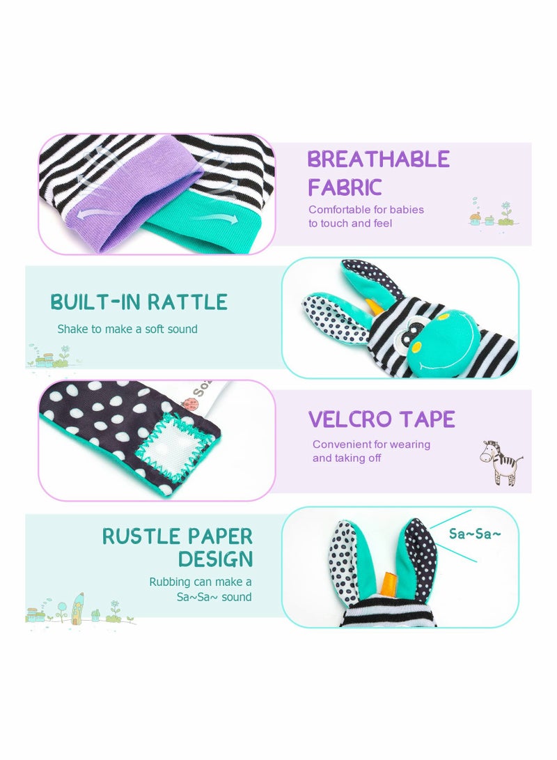 SYOSI Baby Wrist and Ankle Rattles Toys Soft Newborn Foot Finder Sock Set Hand and Feet Rattles for Babies Sensory Developmental Arm Wristband Rattle Strap Toy for 0 - 12 Months Infant Gift - Image 4