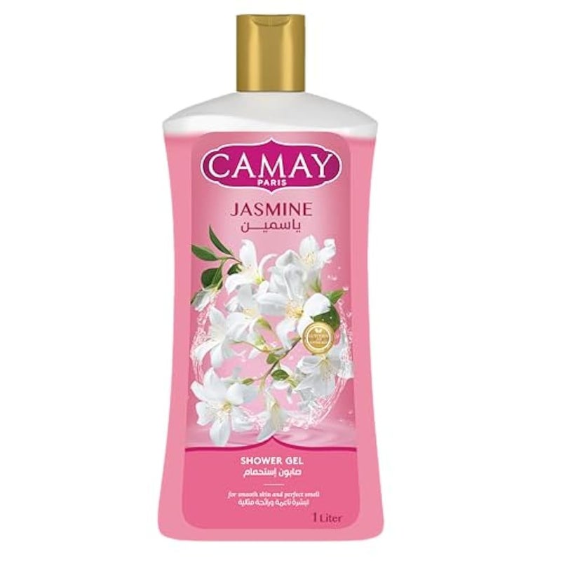 CAMAY Shower Gel Jasmine with Glycerine for softer & fragranced skin, 1L - Image 1