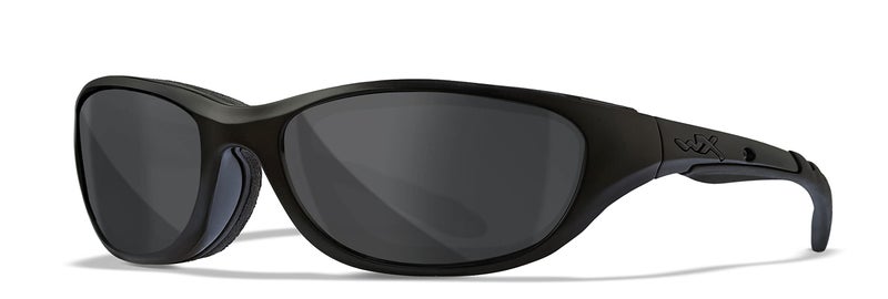 Wiley X Airrage Sunglasses, ANSI Z87 Safety Glasses for Men and Women, UV Eye Protection for Shooting, Fishing, Biking, and Extreme Sports, Black Frames, Smoke Grey Tinted Lenses - Image 1