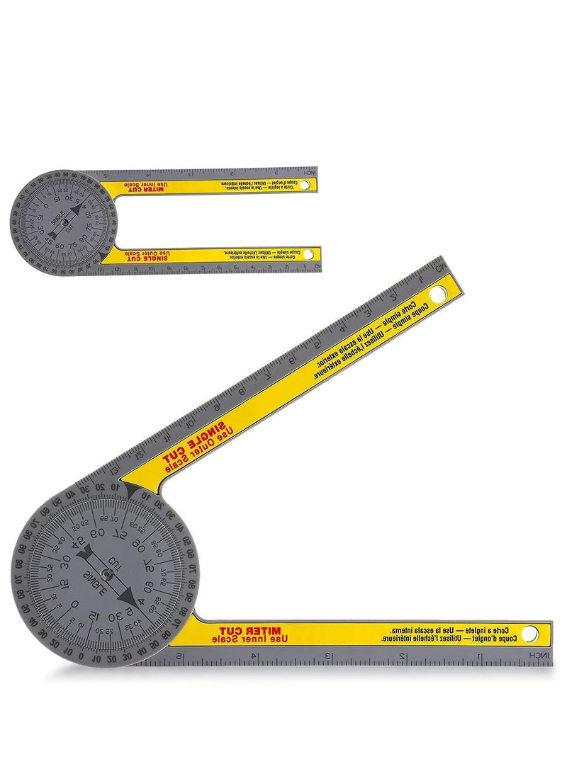 Generic Miter Saw Protractor Angle Finder Tool, 7.3 Inch Aluminum Metal Professional Mitre Protractor, Miter Gauge for Inside Outside Corner, Skirting Woodworking, Carpenter, Plumber (Yellow)  - Image 1