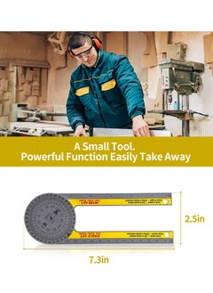 Generic Miter Saw Protractor Angle Finder Tool, 7.3 Inch Aluminum Metal Professional Mitre Protractor, Miter Gauge for Inside Outside Corner, Skirting Woodworking, Carpenter, Plumber (Yellow)  - Image 4