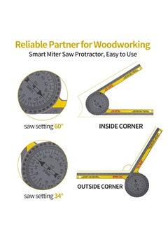 Generic Miter Saw Protractor Angle Finder Tool, 7.3 Inch Aluminum Metal Professional Mitre Protractor, Miter Gauge for Inside Outside Corner, Skirting Woodworking, Carpenter, Plumber (Yellow)  - Image 3