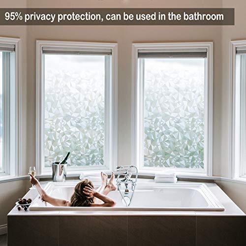 NIVIY Window Privacy Film 3D No Glue Static Cling Frosted Glass Window Film for Bathroom Office Kitchen Door Decor, Heat UV Blocking Window Coverings 17.7"x 78.7" - Image 5
