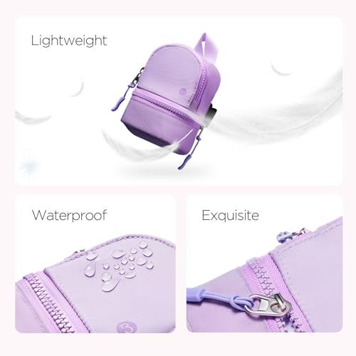 Babysun Mini Backpack Keychain Wristlet Pouch Small Change Coin Purse Cute Zipper Wallet With 3 RFID Card Slots For Women/Men Airpods Cosmetics (Purple) - Image 5