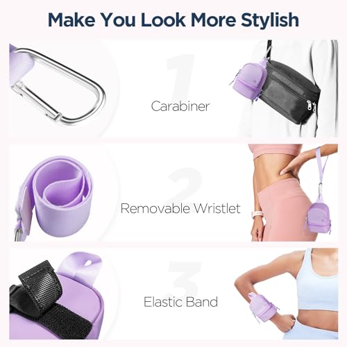 Babysun Mini Backpack Keychain Wristlet Pouch Small Change Coin Purse Cute Zipper Wallet With 3 RFID Card Slots For Women/Men Airpods Cosmetics (Purple) - Image 3