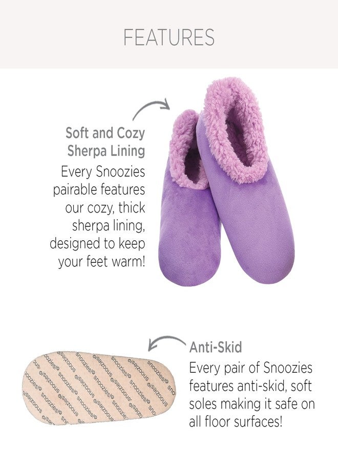 Snoozies Sherpa-Lined Slipper Socks - Fuzzy and Cute Slippers for Women with Non-Slip Sole - Ladies Warm Slippers - Image 2
