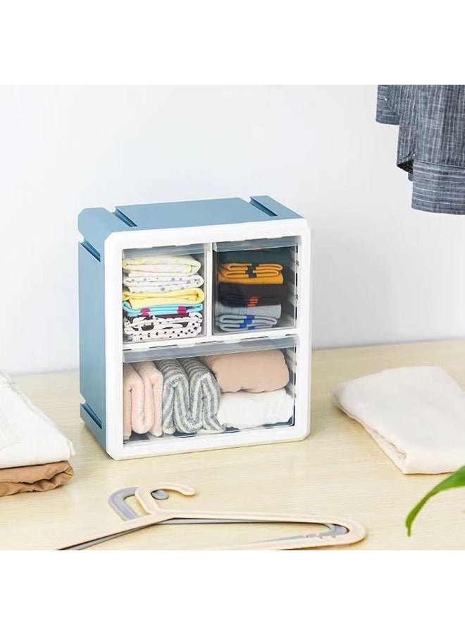 اليسا منظم مكياج بلاستيكي مع درج تخزين وخزانة تخزين معلقة على الحائط وصندوق تخزين مكون من 3 أقسام لتخزين مستحضرات التجميل للمكتب والمدرسة والمنزل ومنظم سطح المكتب (3 أقسام) - Image 2