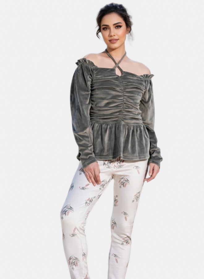 Familia Homewear Olive Velvet Pajama Set - Image 1