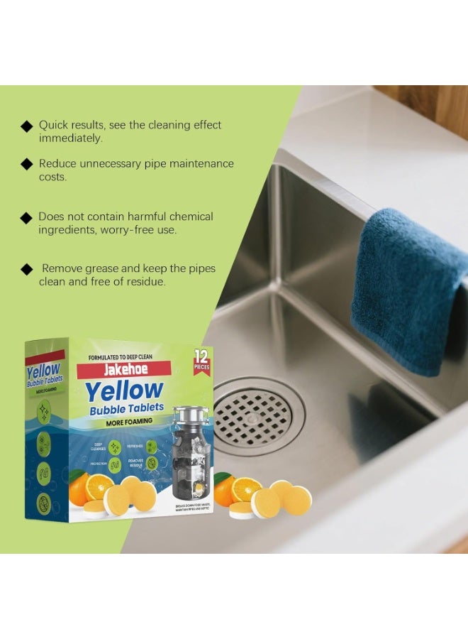 Sink Drain Cleaner Tablets, High-Efficiency Drain Unclogger and Deodorizer for Kitchen Sink, Bathroom and Sewer, Foaming Action Deep Cleaner for Clogged Pipes - 12PCS - Image 4