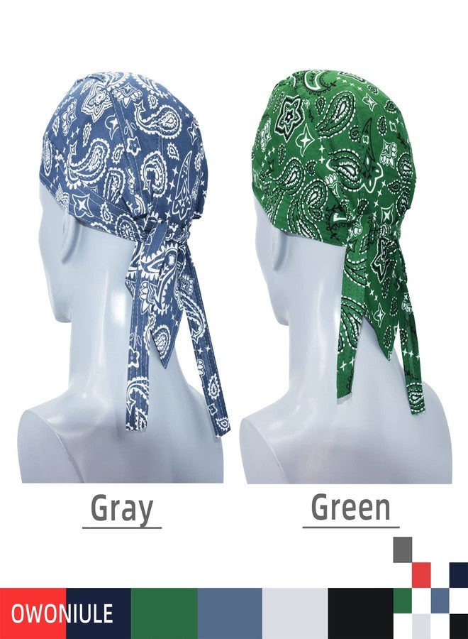 Owoniule Cotton Doo Rag Pirate Hat Paisley Skull Caps Sweat Wicking Head Wraps Breathable Helmet Liner Beanie Dew Rags Summer Hat for Men and Women (Paisley) - Image 5