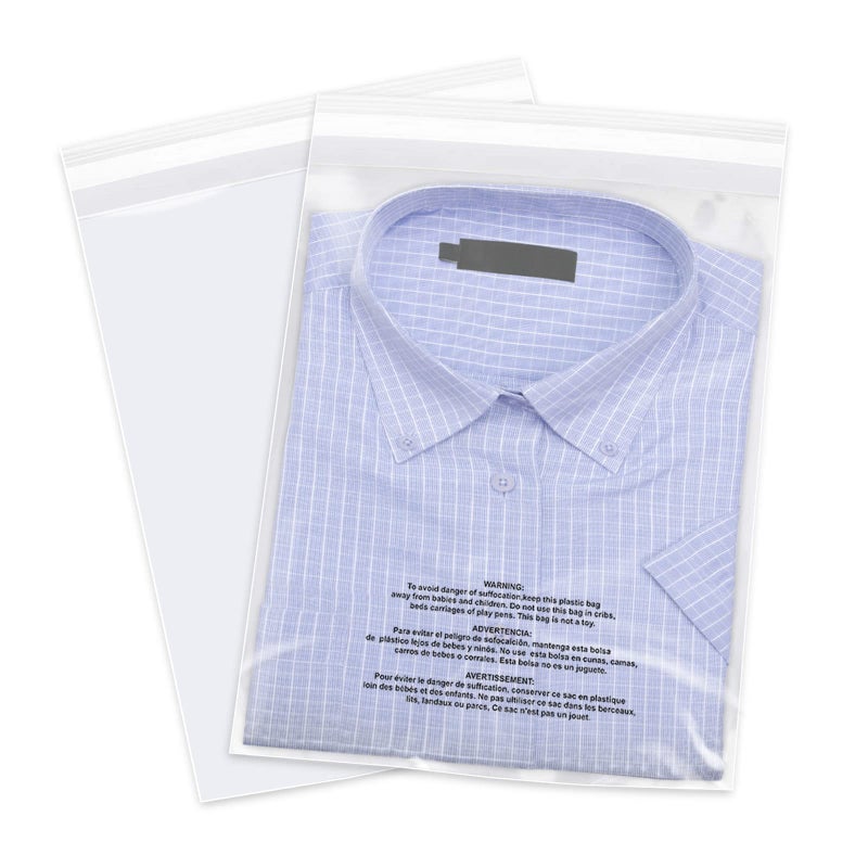iMailer - 500 Count - 10" x 13" Clear Poly Bags with Suffocation Warning Bags for Prints, Photos, Documents, Clothing, T-Shirt - Resealable Adhesive