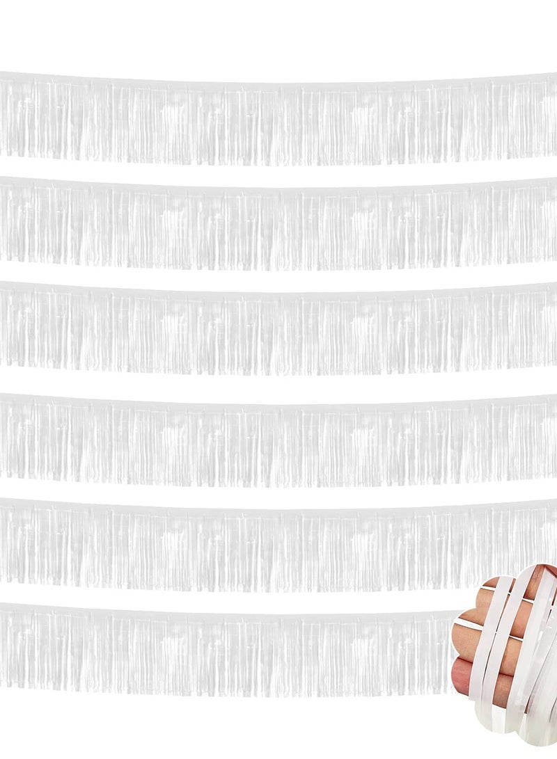 Excefore 6 Pack 10 Feet Silver Foil Fringe Garland, Metallic Tinsel Streamers Banner for Parade Floats, Wedding, Birthday Party Decorations, Wall Hanging Fringe Curtain Backdrop Banner - Image 1