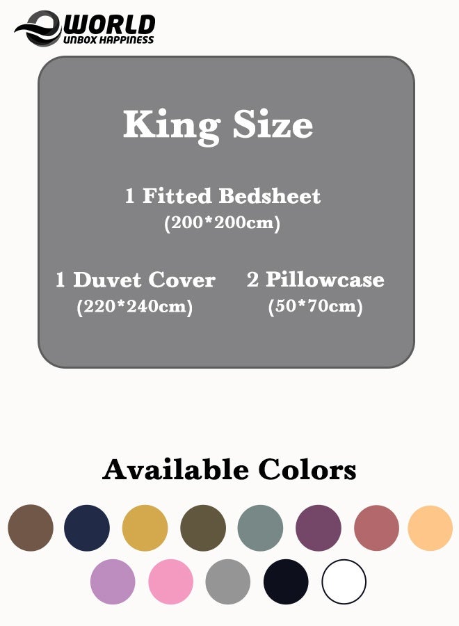 Eworld Premium Striped Duvet Set All Season – 4-Pieces Set Grey | King Size 220x240 cm | Ultra-Soft, Wrinkle-Resistant & Made in Dubai | Includes Duvet Cover, Fitted Sheet (200x200 cm) & 2 Pillowcases (50x70 cm) - Image 4