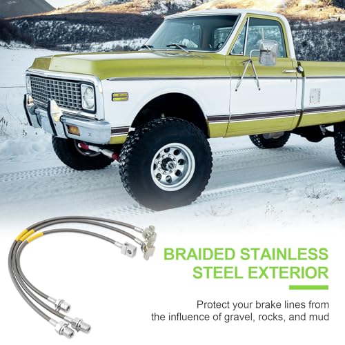 Racewill 3PCS Front and Rear Brake Lines 89340S 89335S, Extended Stainless Steel Brake Lines Compatible with 1971-1991 Chevy GMC C/K 10 15 20 25 Blazer 4"-6" Lift - Image 5