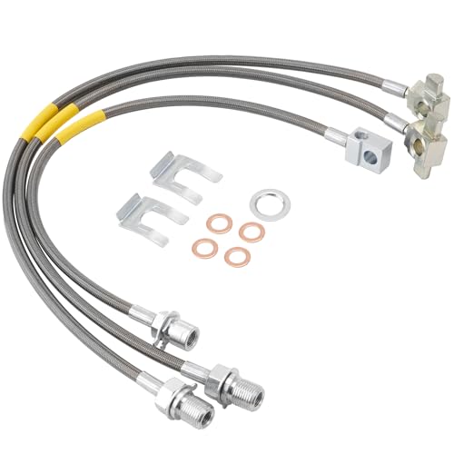 Racewill 3PCS Front and Rear Brake Lines 89340S 89335S, Extended Stainless Steel Brake Lines Compatible with 1971-1991 Chevy GMC C/K 10 15 20 25 Blazer 4"-6" Lift - Image 1