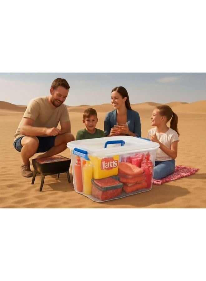 هيواري مجموعة صناديق تخزين بلاستيكية من هيوار سعة 20 لترًا، 3 قطع، مع غطاء | حاوية تخزين شفافة قابلة للقفل بمقبض | صندوق تخزين شفاف قابل للتكديس، الإمارات العربية المتحدة | صندوق منظم صغير للألعاب والملابس وأدوات المطبخ والأدوات | متعدد الاستخدامات ومتين - Image 5