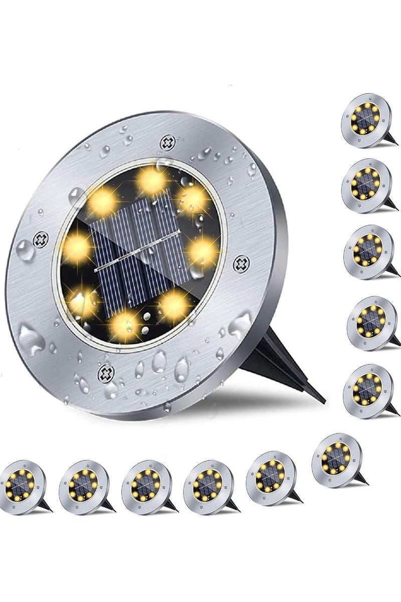 Alissa 12 Pack Solar Lights Outdoor Waterproof Solar Garden Lights Landscape Lighting for Outside Patio Pathway Yard Lawn Driveway Deck Step Walkway Lamp 8 LED In-Ground Disk for Lawn - Image 1