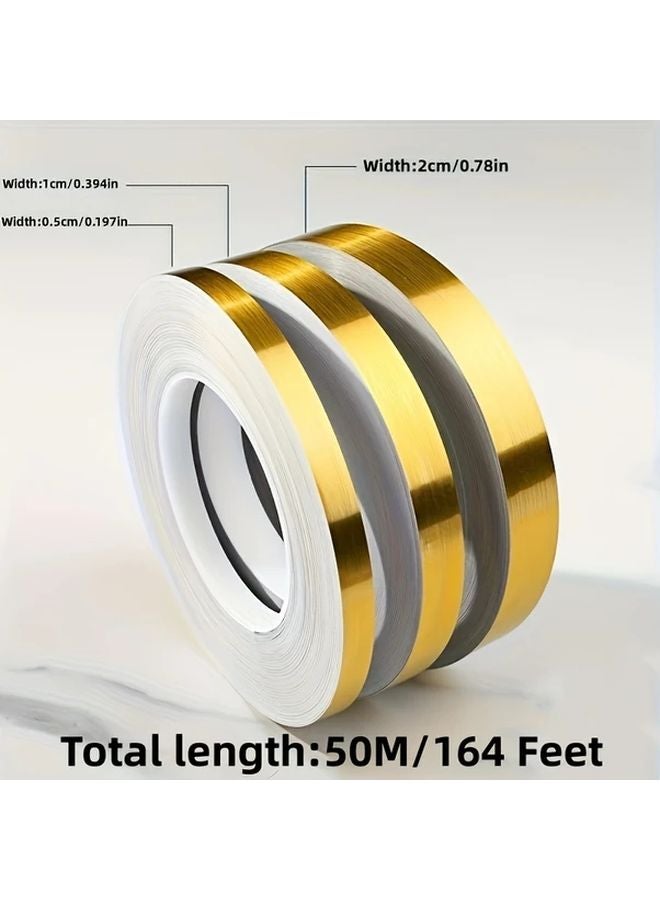 شريط لاصق ذهبي ذاتي اللصق للبلاط بعرض 0.5 سم، شريط عازل مقاوم للماء لفجوات الأرضيات والجدران - Image 3