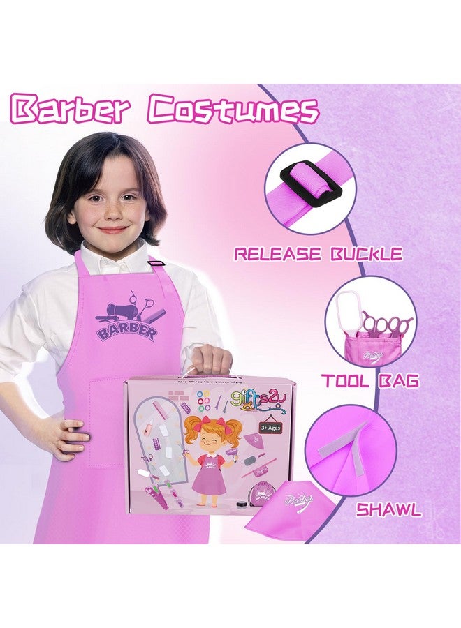 Gifts2U Gifts2U Hair Salon Toys for Girls, 26 Pcs Realistic Girl Beauty Salon Playset Hair Styling Set with Blow Dryer, Barber Costume Apron, Scissors and Stylist Accessories. - Image 4