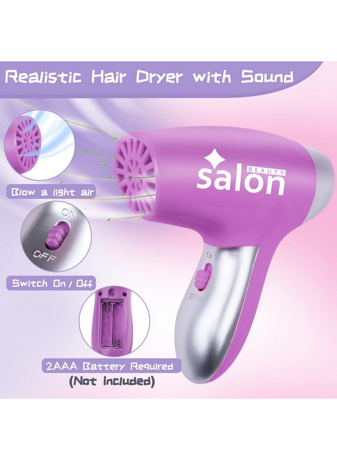 Gifts2U Gifts2U Hair Salon Toys for Girls, 26 Pcs Realistic Girl Beauty Salon Playset Hair Styling Set with Blow Dryer, Barber Costume Apron, Scissors and Stylist Accessories. - Image 2