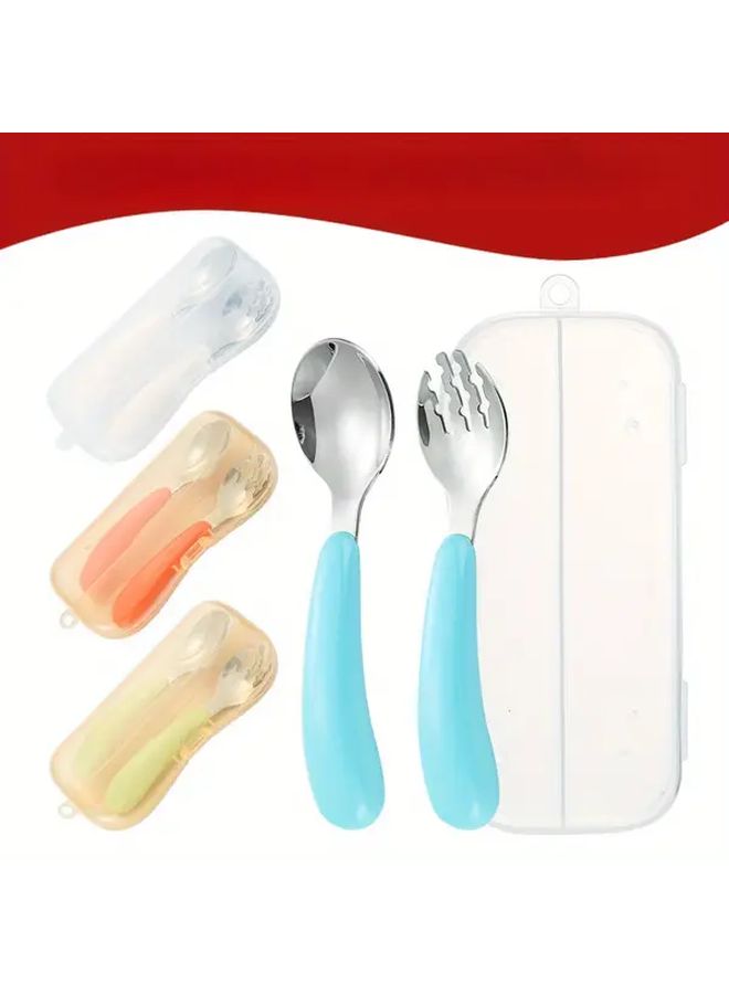 Customizable Name Spoon Fork Set With Box White Stainless Steel Plastic - Image 2