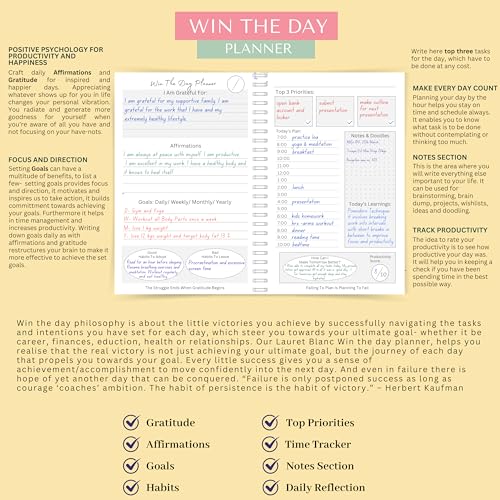 LAURET BLANC Daily Planner and Organizer, Affirmation and Gratitude Journal- A5, 80 GSM, 160 Pages. Plan for 80 Days. - Image 3