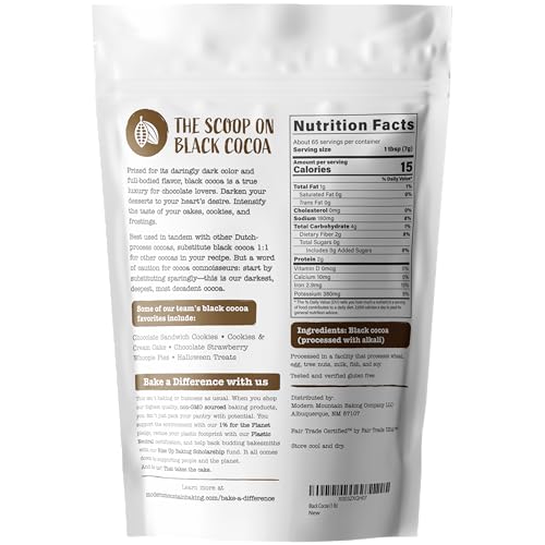 MODERN MOUNTAIN Black Cocoa Powder (1 lb) Bake the Darkest Chocolate Baked Goods, Achieve Rich Chocolate Flavor, All-Natural Substitute for Black Food Coloring, Dutch-Processed Cocoa Powder, Unsweetened, Extra Dark, Fair Trade Certified - Image 2